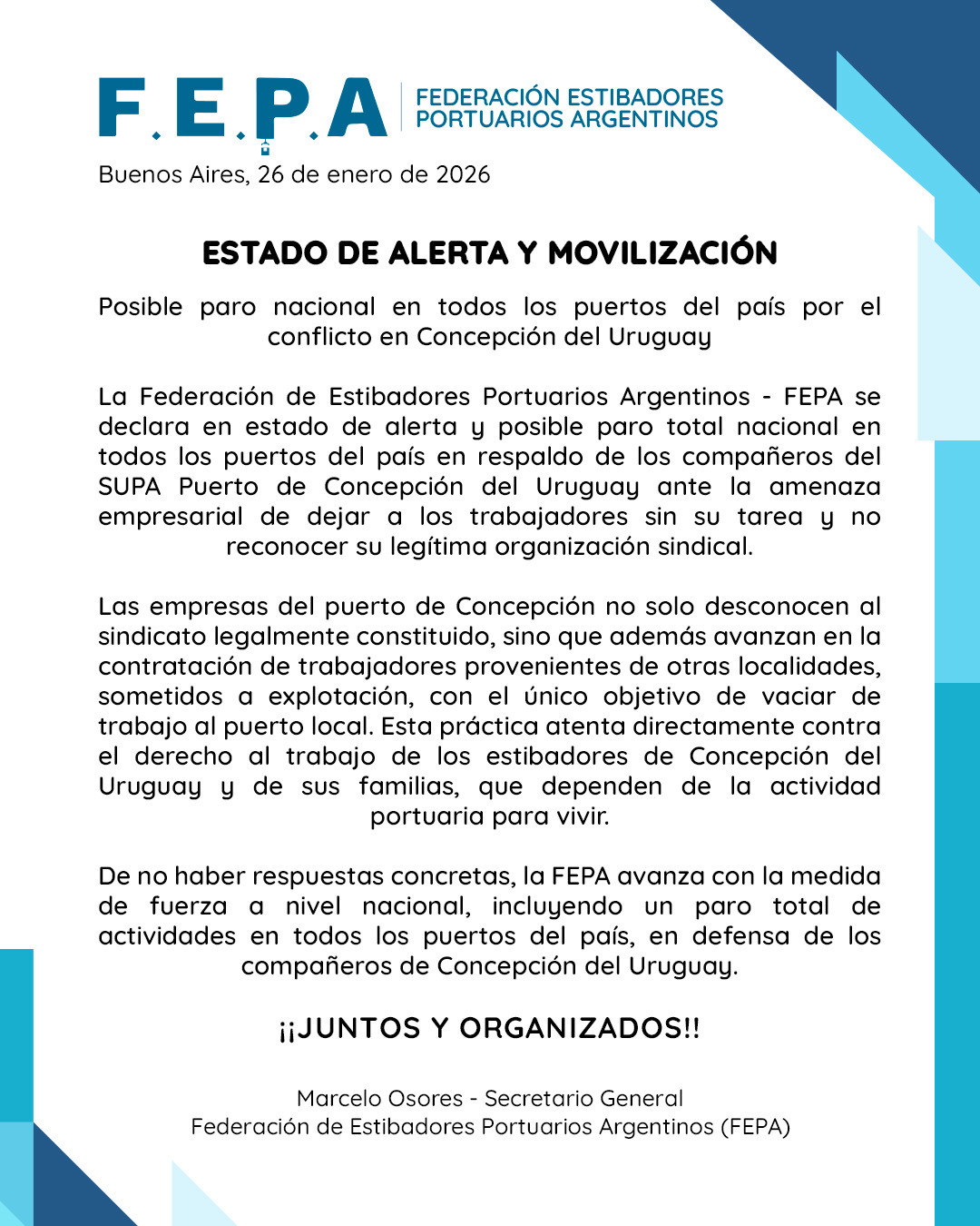 ESTADO DE ALERTA Y MOVILIZACIÓN - FEPA